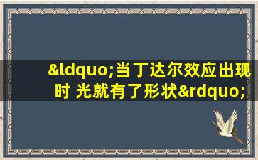 “当丁达尔效应出现时 光就有了形状”是什么意思